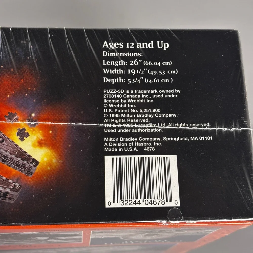 Star Wars Millennium Falcon 3D Puzzle 857 Pc Milton Bradley 1995 Sealed‎ Puzz-3D